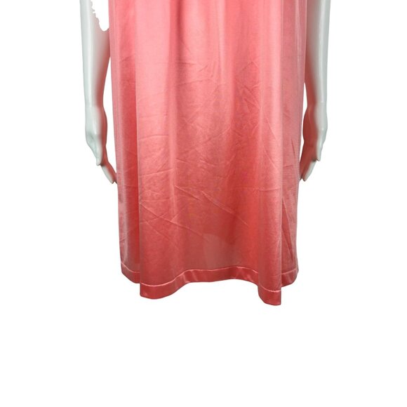 Vintage 70s Nylon Nightie Women's L Pink Floral Embroidered Keyhole Short - Picture 7 of 10